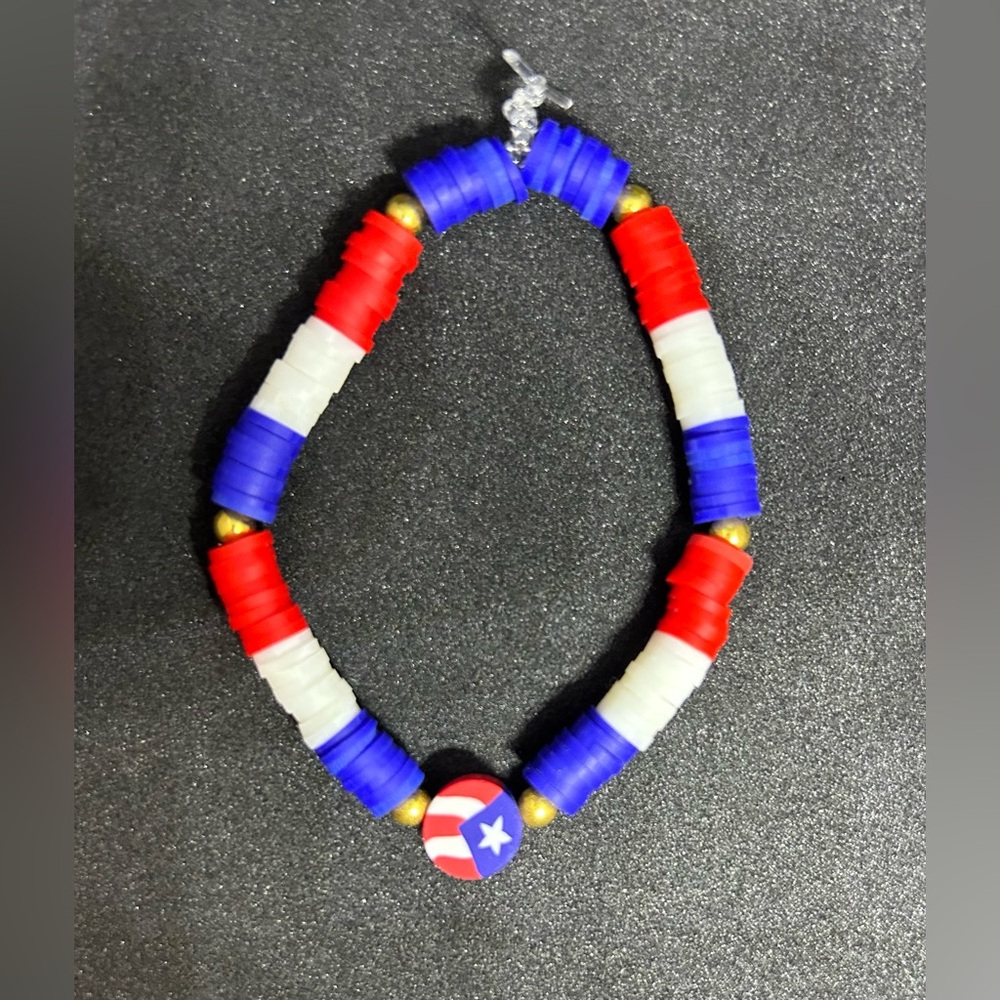 Red, White & Blue (Holiday) Heishi Bracelet - Picture 3 of 7